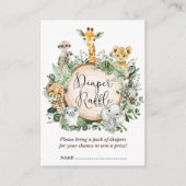 Rustieke Safari Oerwoud Dieren Baby Luier Raffle Informatiekaartje (Voorkant)