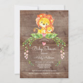 Rustieke Safari Oerwoud Leeuw Baby shower Invitati Kaart (Voorkant)