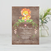 Rustieke Safari Oerwoud Leeuw Baby shower Invitati Kaart (Staand voorkant)