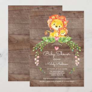 Rustieke Safari Oerwoud Leeuw Baby shower Invitati Kaart