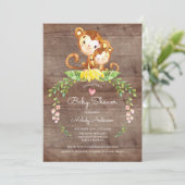 Rustieke Safari Oerwoud Monkey Baby shower Uitnodi Kaart (Staand voorkant)