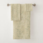 Rustieke Sage Green Daisies op beige achtergrond Bad Handdoek (Insitu)