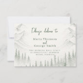 Rustieke Sage Green Mountain bruiloft RSVP Kaartje (Achterkant)