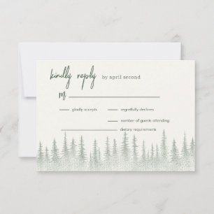 Rustieke Sage Green Mountain bruiloft RSVP Kaartje