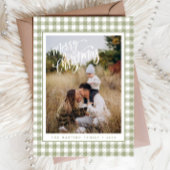 Rustieke Sage Green Plaid Foto Vrolijke Kerst Kaar Feestdagenkaart