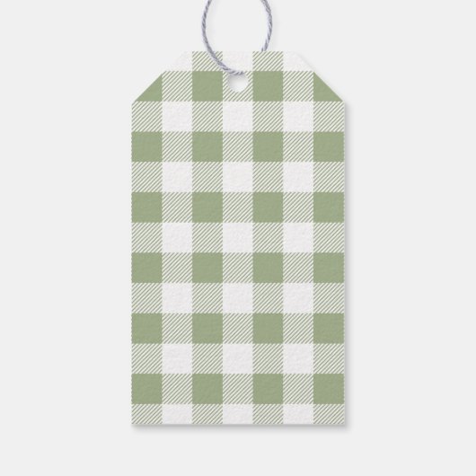 Rustieke Sage Green Plaid Vrolijk Kerstfeest Cadeaulabel (Achterkant)