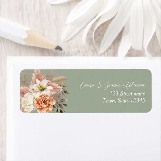 Rustieke Sage Green Wedding Adres Label (Insitu)