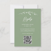 Rustieke Sage Green Wildflower QR Code Huwelijk RSVP Kaartje (Voorkant)