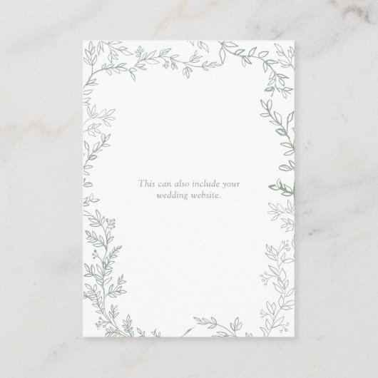 Rustieke Sage Groene Blad Bruiloft Details Behuizi Informatiekaartje (Achterkant)