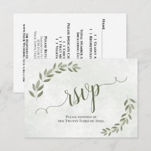 Rustieke Sage Groene bladeren Eenvoudige bruiloft RSVP Kaartje