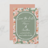 Rustieke Sage Groene Blush Bloemen Bruiloft Save The Date (Voorkant / Achterkant)