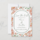 Rustieke Sage Groene Blush Bloemen Bruiloft Save The Date (Voorkant)