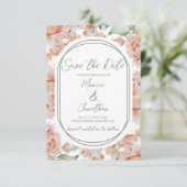 Rustieke Sage Groene Blush Bloemen Bruiloft Save The Date (Staand voorkant)