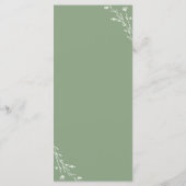 Rustieke Sage Groene Botanische Bruiloft Menu Kaar (Achterkant)