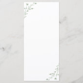 Rustieke Sage Groene Botanische Bruiloft Menu Kaar (Achterkant)