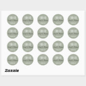 Rustieke Sage Groene Bruiloft Dank u Ronde Sticker (Vel)