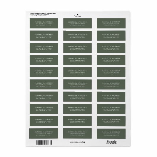 Rustieke Sage Groene Bruiloft Retouradres Label (Full Sheet)