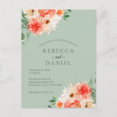 Rustieke Sage Groene en Oranje Bloemen Boho Bruilo Briefkaart (Voorkant)