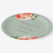 Rustieke Sage Groene en Oranje Wildflower Bruiloft Papieren Bordje (Gekanteld)
