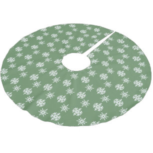 Rustieke Sage Groene en Witte Sneeuwvlokken Kerstboom Rok