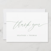 Rustieke Sage Groene Kalligrafie Bruiloft Bedankkaart (Voorkant)