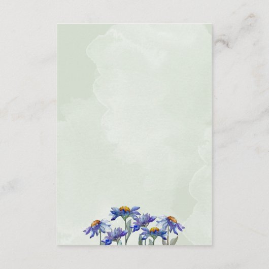 Rustieke Sage Groene & Paarse Daisies Bruiloft Det Informatiekaartje (Achterkant)