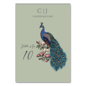 Rustieke Sage Groene Pauw Trouwtafel Nummer Kaart (Achterkant)