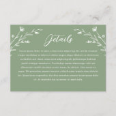 Rustieke Sage Groene Wildbloem Bruiloft Details Informatiekaartje (Voorkant)