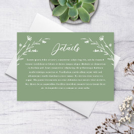 Rustieke Sage Groene Wildbloem Bruiloft Details Informatiekaartje