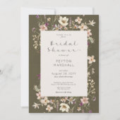 Rustieke Sage Groene Wildbloem Lijst Vrijgezellenf Kaart (Voorkant)