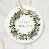 Rustieke Sage Kerst Katoen Krans Vakantie Ronde Bedankjes Labels (Voorkant)