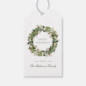 Rustieke Sage Kerstmis Katoenen krans vakantie Cadeaulabel (Voorkant)