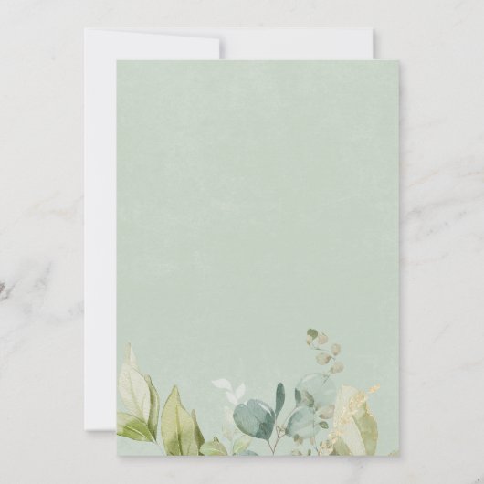 Rustieke Sage Natuurlijke Groen Bruids Brunch Kaart (Achterkant)