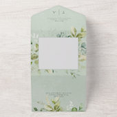 Rustieke Sage Natuurlijke Groen QR Code All In One Uitnodiging (Buitenkant)