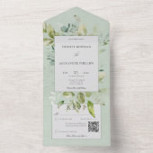 Rustieke Sage Natuurlijke Groen QR Code All In One Uitnodiging (Binnen)