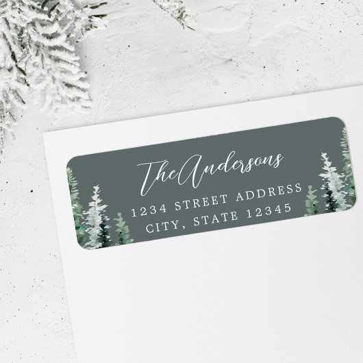 Rustieke Sage Pine Forest Holiday Retouradres Etiket