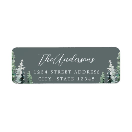Rustieke Sage Pine Forest Holiday Retouradres Etiket (Voorkant)