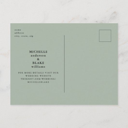 Rustieke Sage Zonnebloemen & Lichten Save the Date Briefkaart (Achterkant)