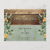 Rustieke Sage Zonnebloemen & Lichten Save the Date Briefkaart (Voorkant)