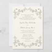 Rustieke Salie Bloemen Line Art Wedding Kaart (Voorkant)