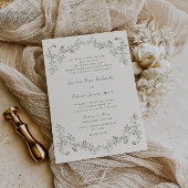 Rustieke  Salie Bloemen Line Art Wedding Kaart