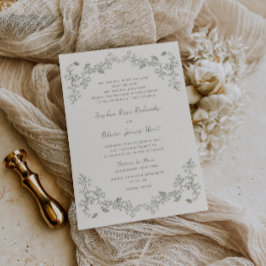 Rustieke  Salie Bloemen Line Art Wedding Kaart