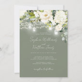 Rustieke salie champagne bloemenbruiloft kaart (Voorkant)