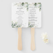 Rustieke Salie groen blad gouden bruiloft programm Handwaaier (Voorkant en achterkant)