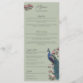 Rustieke Salie Groen Bloemen Pauw Vogel Wedding Me Menu (Voorkant)