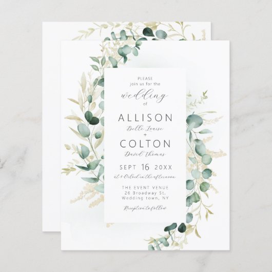 Rustieke salie groen boho alles in een bruiloft (Voorkant / Achterkant)