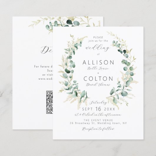 Rustieke salie groen boho alles in een bruiloft (Voorkant / Achterkant)