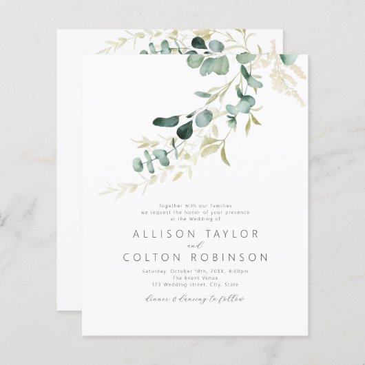 Rustieke salie groen budget alles in één bruiloft (Voorkant / Achterkant)