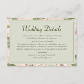 Rustieke Salie groen en Blush Bloemen Trouwdetails Informatiekaartje (Voorkant)