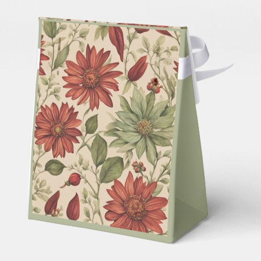 Rustieke salie groen en bordeauxrode bloemen herfs bedankdoosjes (Achterkant)